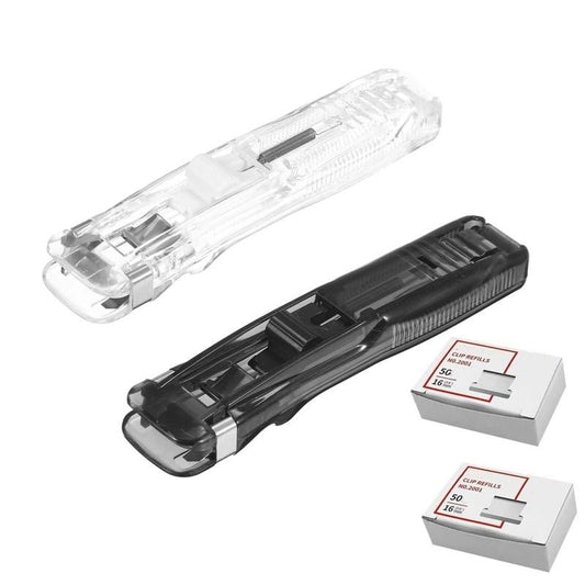 Portable Binder Clip Stapler - Includes 50 reusable clips