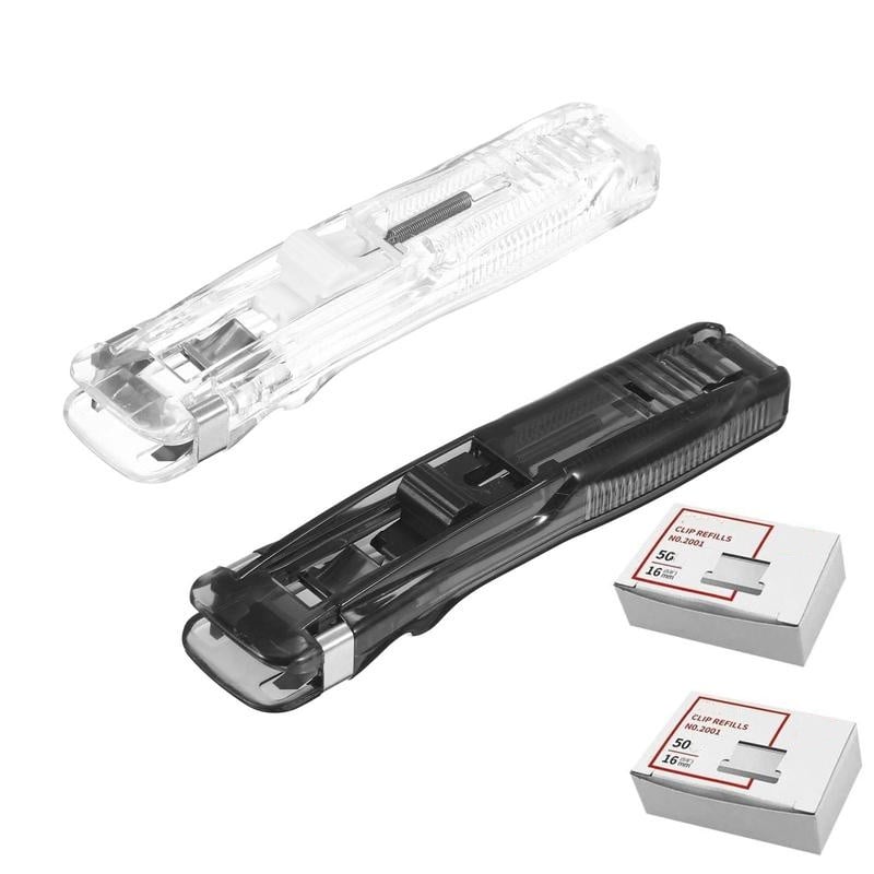 Portable Binder Clip Stapler - Includes 50 reusable clips